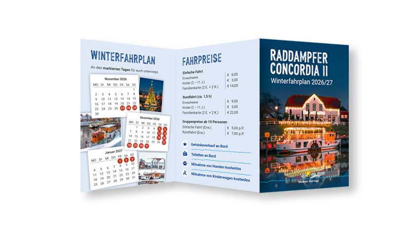 Winterfahrplan Seitenraddampfer Concordia II